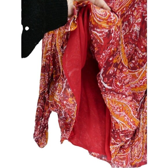 Soft Surroundings Womens 2X Red Paisley Cheyla Tunic Button Top‎ Blouse Sheer - Picture 5 of 8